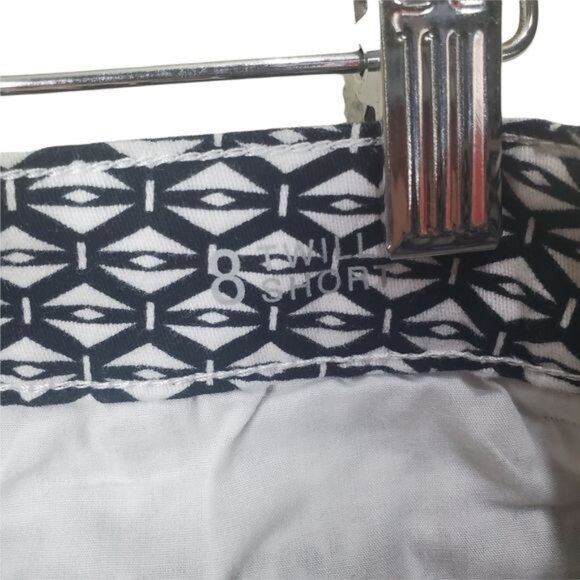 ANA Womens Shorts 8 Chino Black White Diamond Print Twill Cotton High Rise - Picture 8 of 9